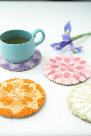 Floral Geometric -  Coasters(4) *PATTERN ONLY* 5"  Hooked Rug Pattern-Round