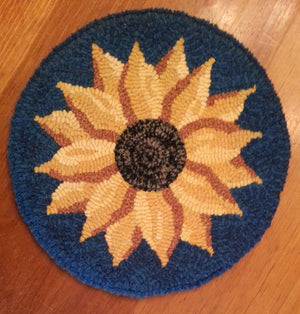 Evening Sunflower - Chair Pad *PATTERN ONLY* 12"  Hooked Rug Pattern-Round