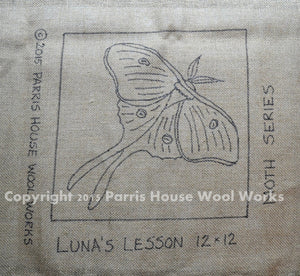 Luna's Lesson - Moth *PATTERN ONLY* 12" x 12"  Hooked Rug Pattern