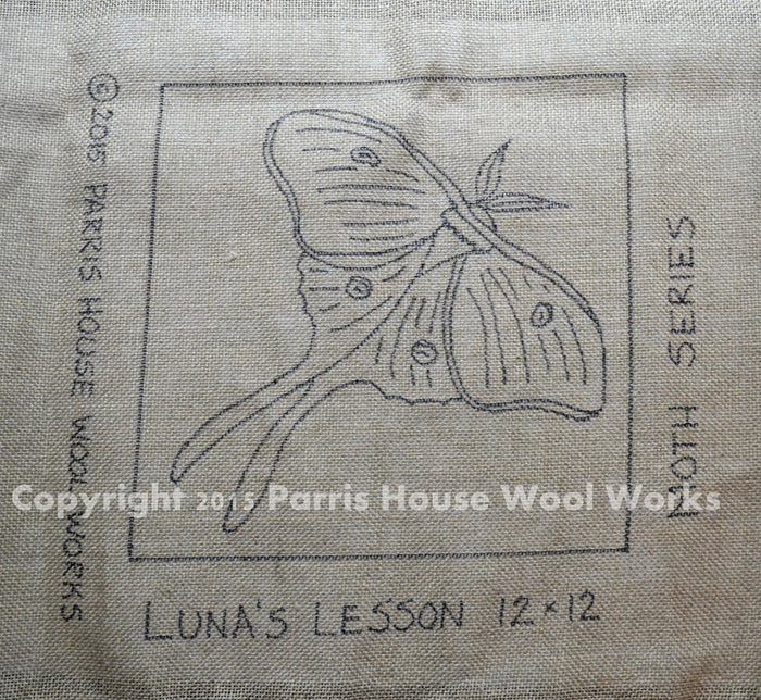 Luna's Lesson - Moth *PATTERN ONLY* 12" x 12"  Hooked Rug Pattern