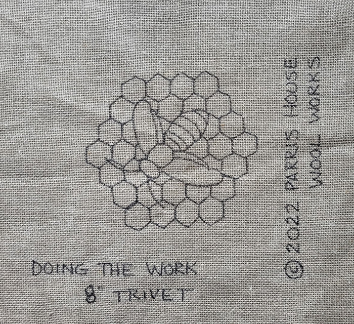 Doing the Work  - Trivet *PATTERN ONLY* 8" x 8"  Hooked Rug Pattern