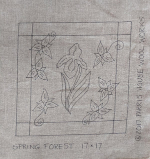 Spring Forest *PATTERN ONLY* 17" x 17"  Hooked Rug Pattern