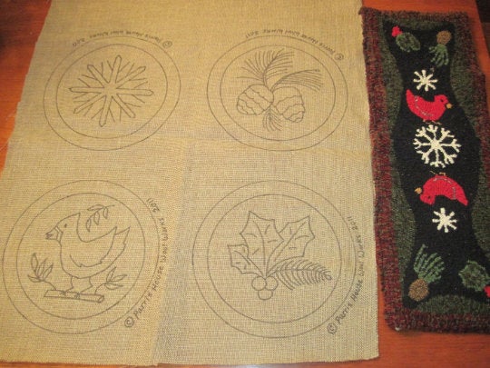 Let Us Sing Winter - Chair Pads(Four) *PATTERN ONLY* 12"  Hooked Rug Pattern-Round