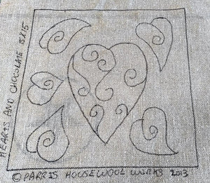 Hearts & Chocolate *PATTERN ONLY* 15" x 15"  Hooked Rug Pattern