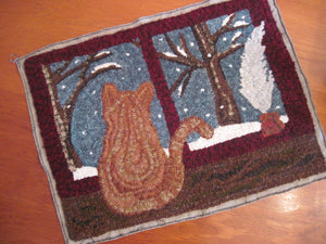 Tesla's First Snow *PATTERN ONLY* 16" x 22"  Hooked Rug Pattern