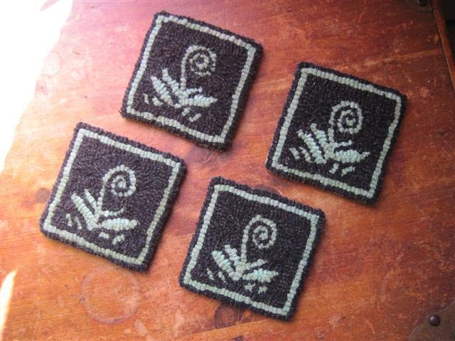 Norway Fiddleheads - Coasters(4) *PATTERN ONLY* 4" x 4"  Hooked Rug Pattern