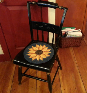 Evening Sunflower - Chair Pad *PATTERN ONLY* 12"  Hooked Rug Pattern-Round