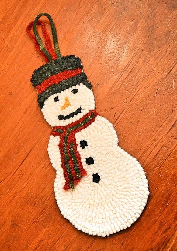 Holiday Snowman - Ornament *PATTERN ONLY* 7"  Hooked Rug Pattern