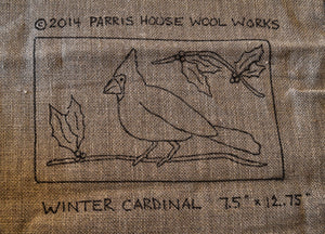 Winter Cardinal *PATTERN ONLY* 7.5" x 12.75"  Hooked Rug Pattern
